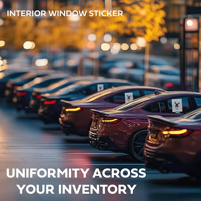 Interior Car Window Stickers for Cars & Dealerships - Blank White | 8.5" x 11" | (250 Pack of Stickers) (Adhesive) (Laser Printer)