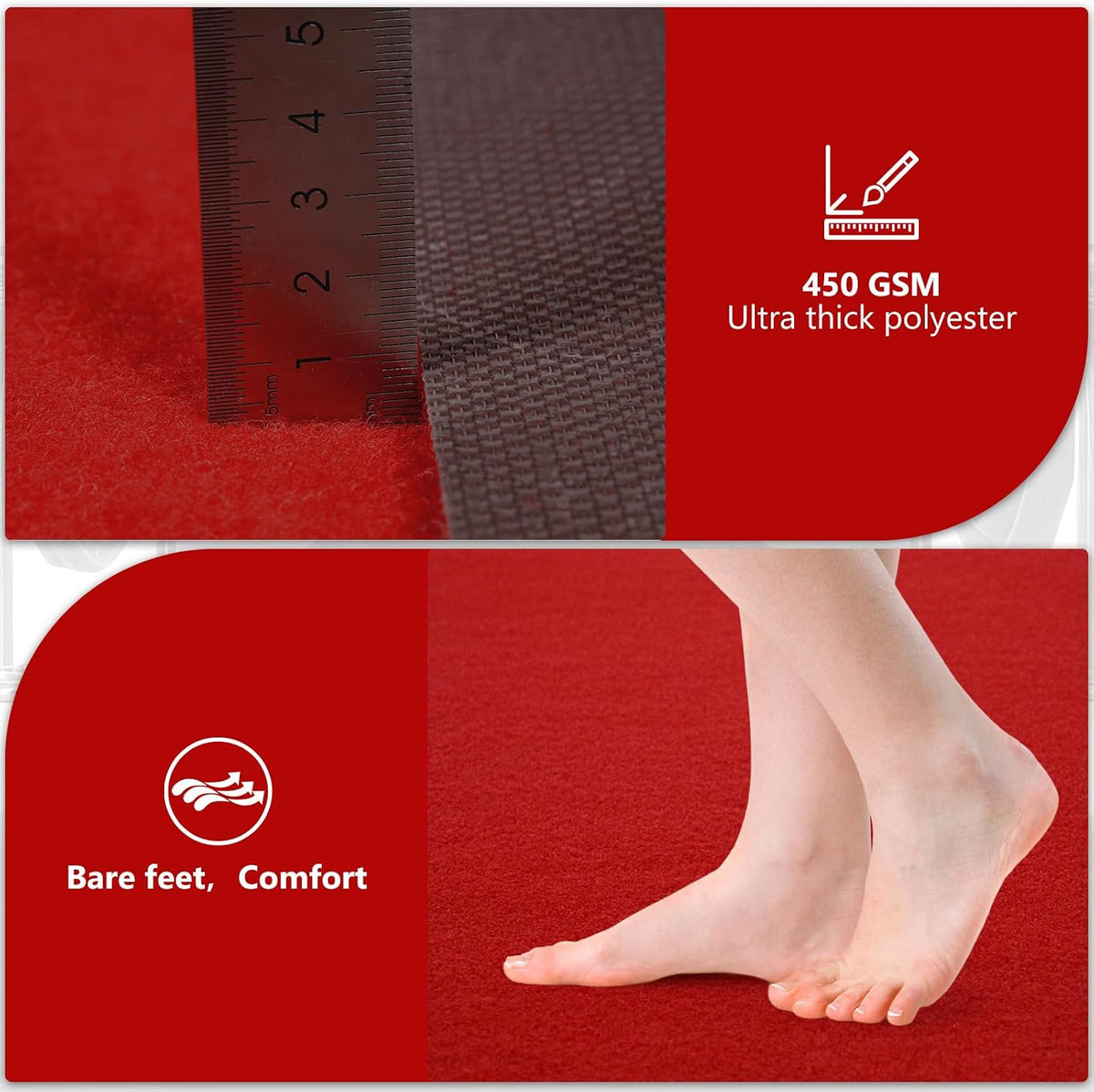 PBHEPJ 3ft x 10ft Extra Thick Red Carpet Runner for Party & Hollywood, Fe...