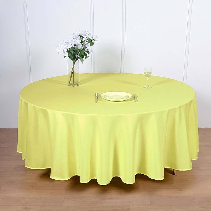 Efavormart Round Tablecloth, 108 Inch Stain & Wrinkle Resistant Washable Table Cloth, Decorative Polyester Fabric Table Cover for Banquet, Wedding, Dining- Yellow