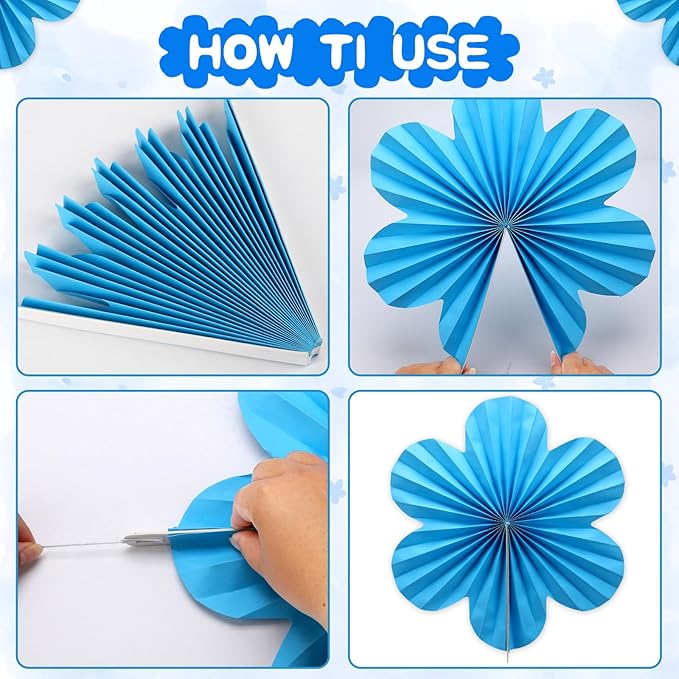 BestoFun 12 PCS Paper Flowers Fans Mexican Party Decorations Paper Flowers Decorations for Wall Girl Groovy Birthday Baby Shower Wedding Bachelorette Room Hanging Décor