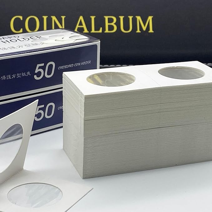 200 PCS Premium Cardboard Coin Flips 2 x 2 inch Coin Collection Supplies for Quarter, Mylar Coin Flips Coin Holders for Collectors (Quarter Coin Flips)