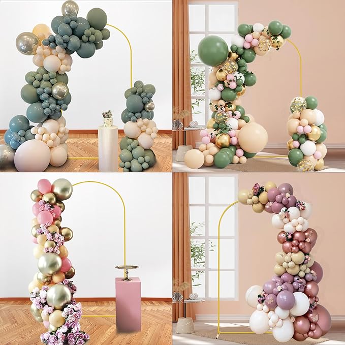 6FT Wedding Arch Backdrop Stand and White Arch Cover, White Spandex Fitted Backdrop Cover and Gold Wedding Arch Frame for Birthday Party Wedding Ceremony Bridal Baby Shower, Parties Decoration.