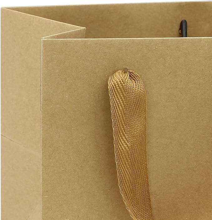 Kraft Paper Gift Bag Small Square Bottom Kraft Paper Bags with Handles (Natural Kraft, 6 x 6 x 6 in, 10 CT)