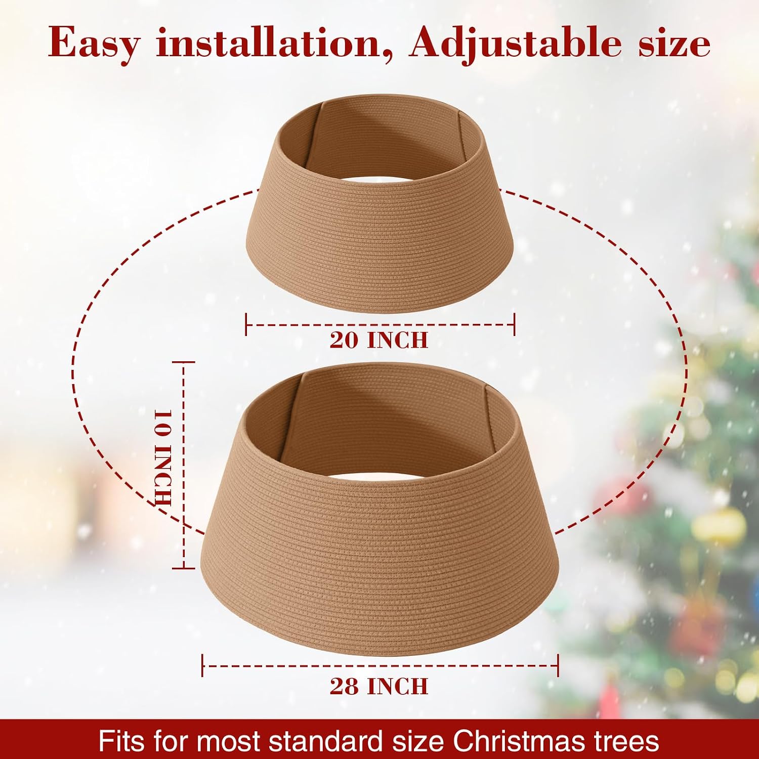 Christmas Tree Collar, Adjustable Tree Collars for Artificial Trees, Xmas Trees Stand Cover, Base Cover for Christmas, 28"×10"