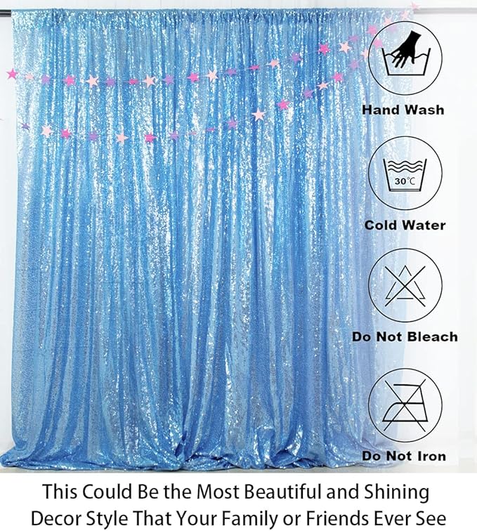ShiDianYi 4FTX6FT-Baby Blue-Sequin Photo Backdrop,Party/Prom Photography Background,Wedding Photo Booth, Glitter Backdrop for Birthday Party Baby Shower