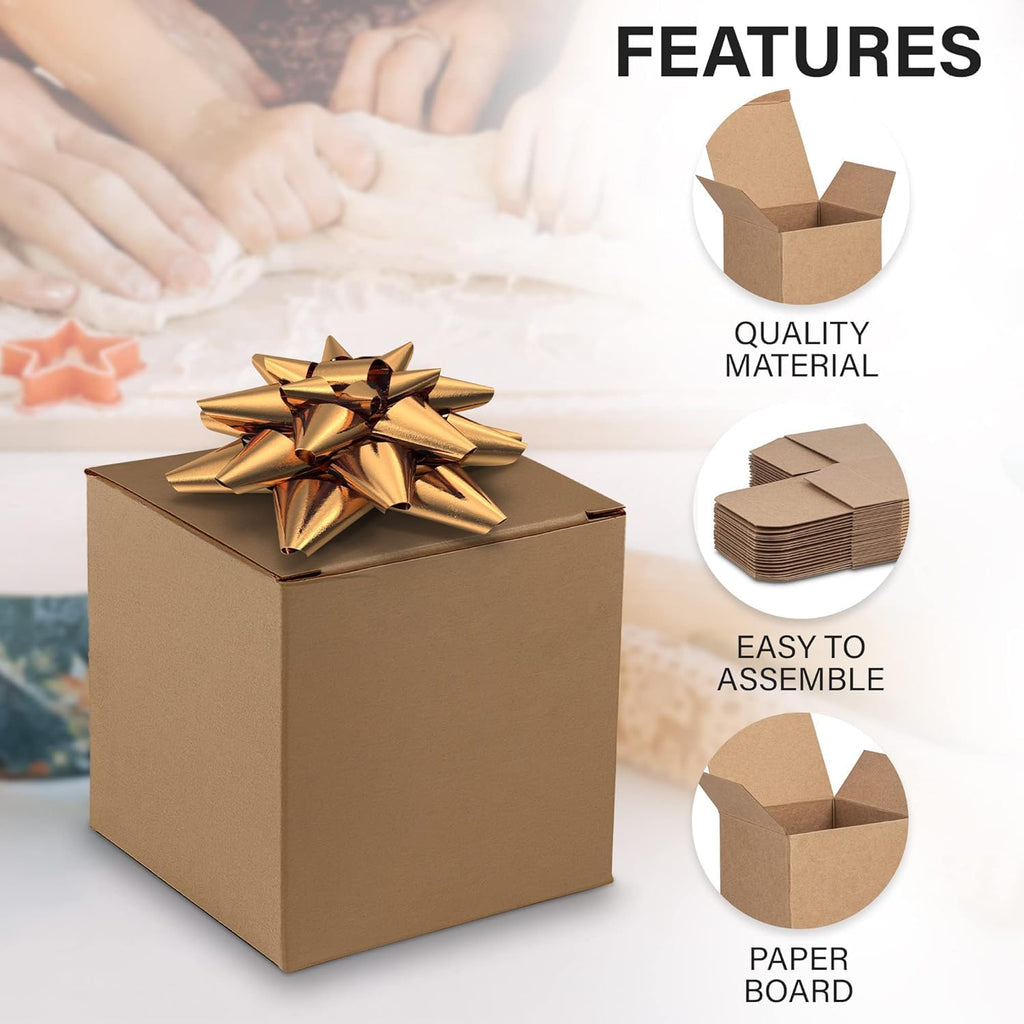 MT Products Tuck Top Kraft Paper Board 4" x 4" x 4" - Gift Boxes Packaging - Pack of 250