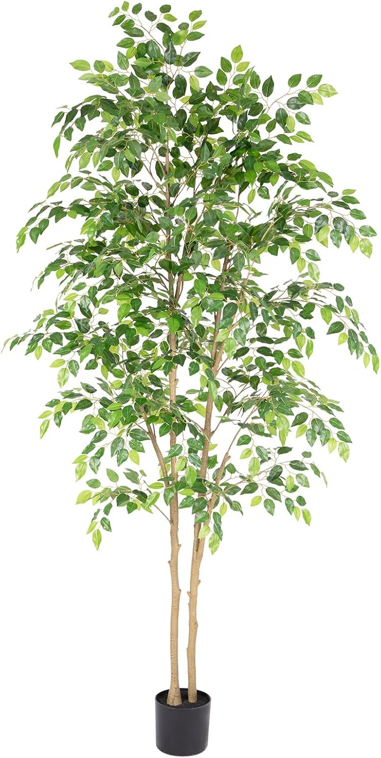 Nafresh Tall UV Resistant Ficus Tree Artificial，6ft(72in) Faux Ficus Tree wit...