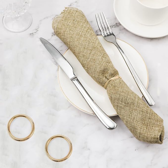 Gold Napkin Rings - 10 Pcs Stainless Steel Napkin Rings,Gold Rotundity Metal Napkin Ring for Table Settings Wedding Christmas Party Dinner Table