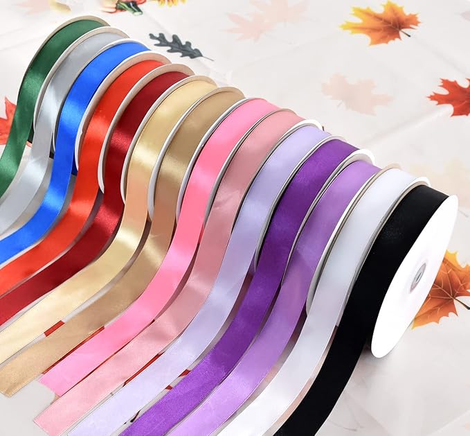 TONIFUL 1 Inch x 100yds Christmas Green Satin Ribbon, Thin Solid Color Satin Ribbon for Gift Wrapping, Crafts, Hair Bows Making, Wedding Party Decoration, Invitation Cards, Floral Bouquets, Christmas