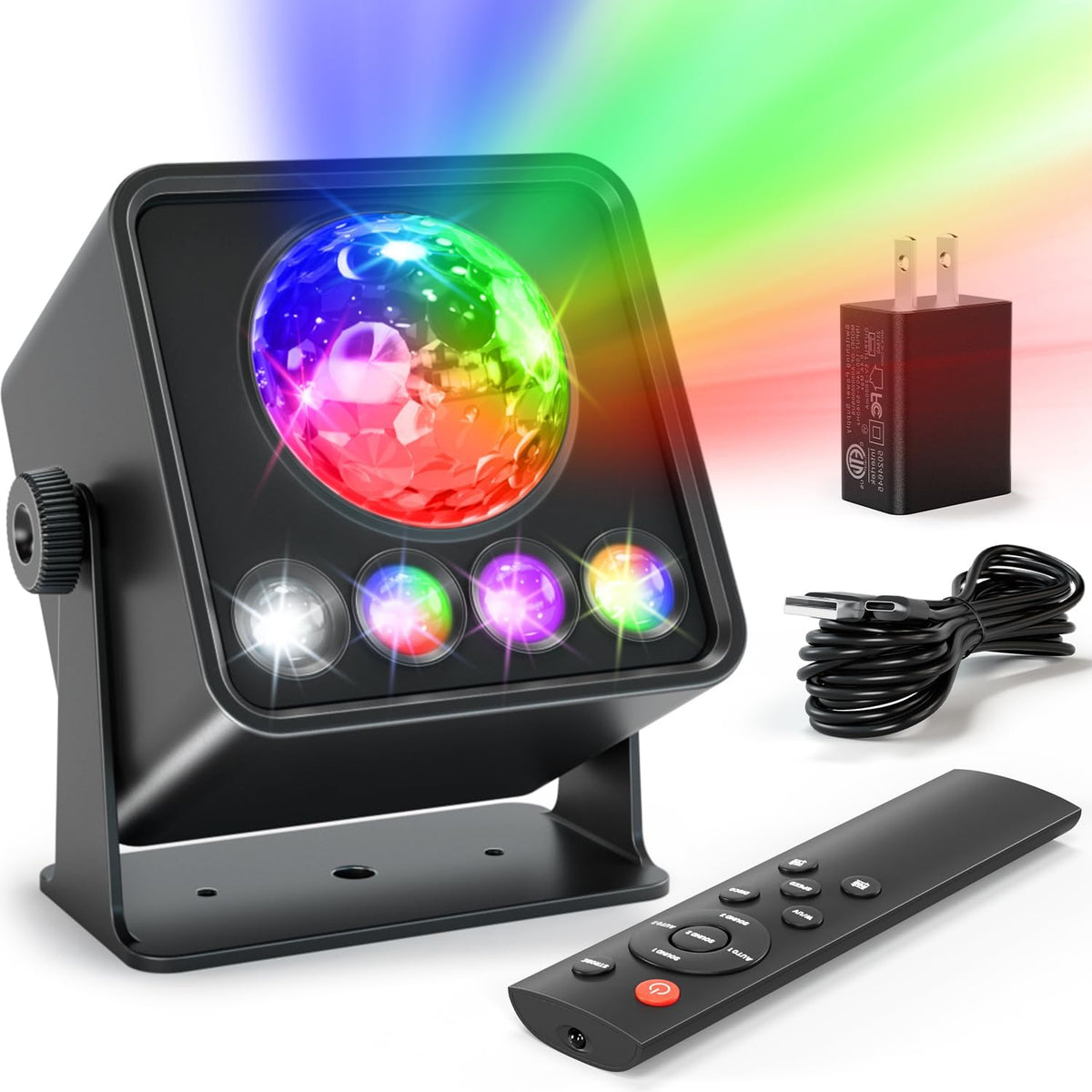 Disco Ball Party Lights Disco Light Sunset Lamp Projector with RGB+UV+White+Y...
