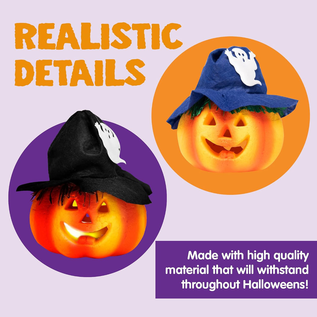 JOYIN 6 Pcs Light Up Pumpkins Halloween Decorations Outdoor Indoor Jack O Lan...