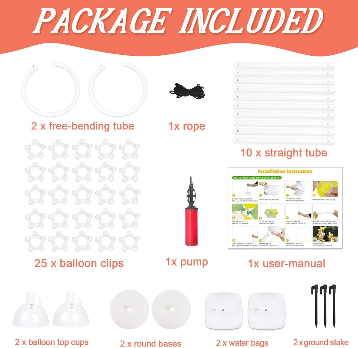 OurWarm 8.2FT & 6FT Half Balloon Arch Stand, Balloon Arch Kit for Party