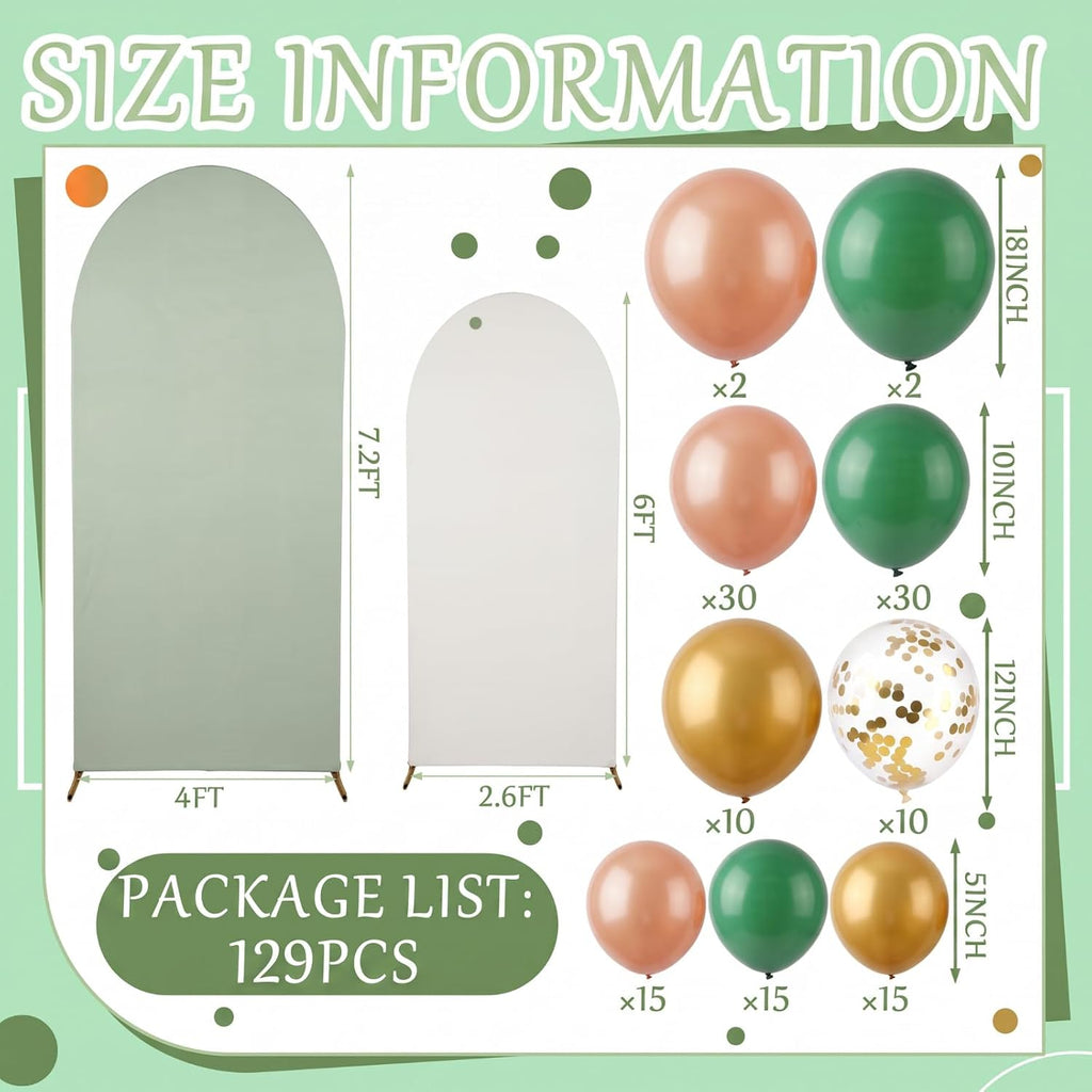 sage green 131 pcs arch backdrop cover with, side view