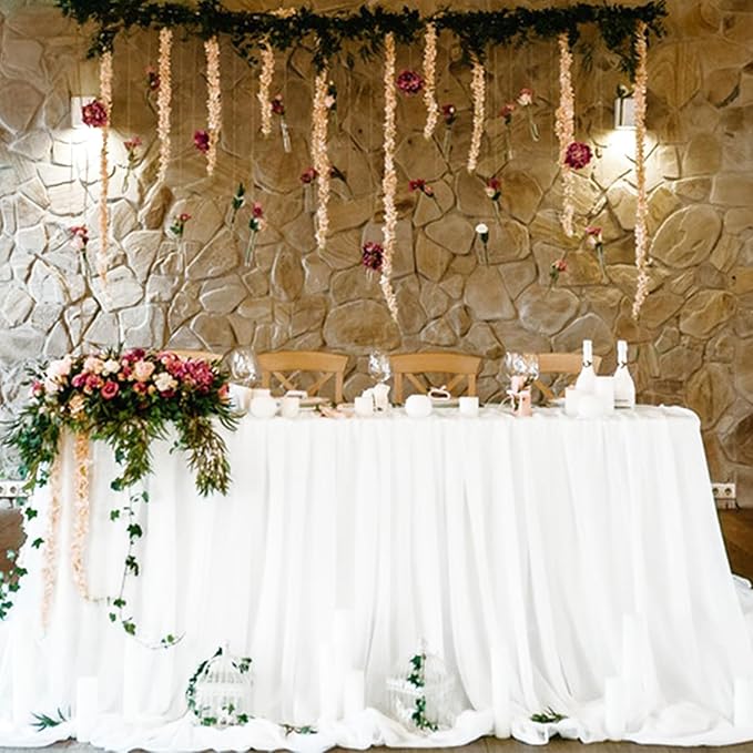 6 Pack Cheesecloth Table Runner 10Ft Christmas Gauze Boho Table Runners for Wedding Decor Bridal Shower Decorations Baby Shower Party(35" x 120")