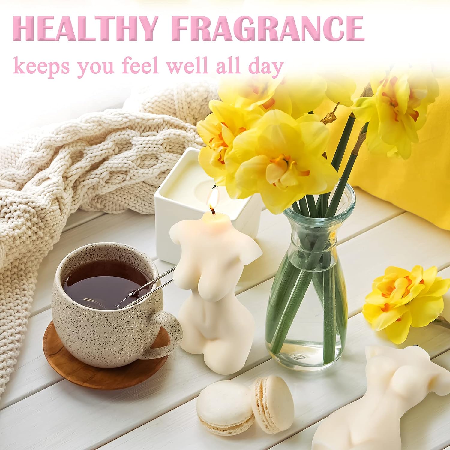 2 Pieces Female Body Shaped Soy Candle Woman Bust Candle Home Decoration for Christmas Bedroom Bathroom Aesthetic Decoration(White)