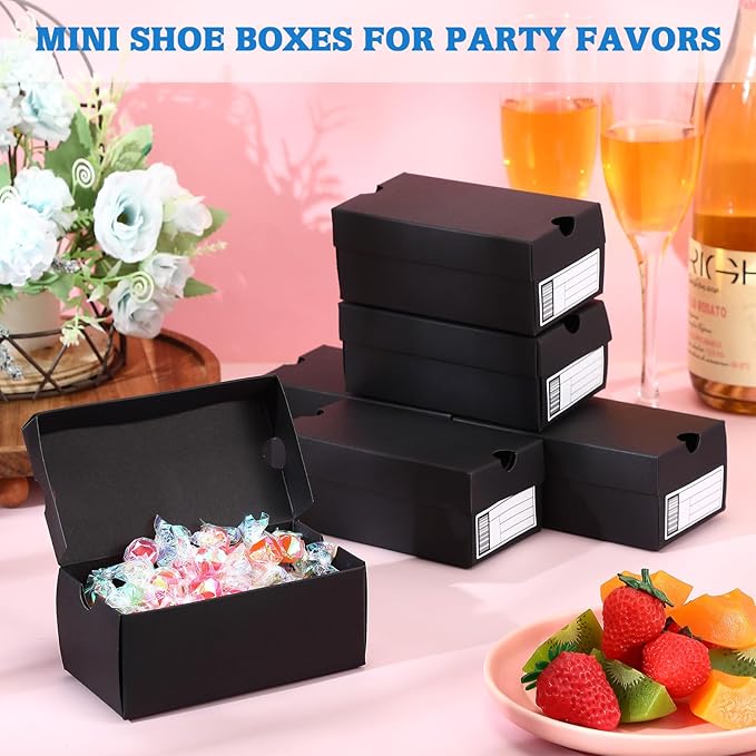 12 Sets Mini Sneaker Boxes for Party Favors Mini Shoe Gifts Boxes 4.7 x 2.5 x 2 Inch Sports Small Gift Case with Editable Label for Candies Cookies Snacks