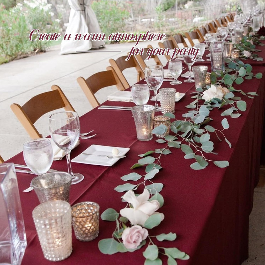 burgundy tablecloths for 8ft tables-60 x 126 inch showing dimensions