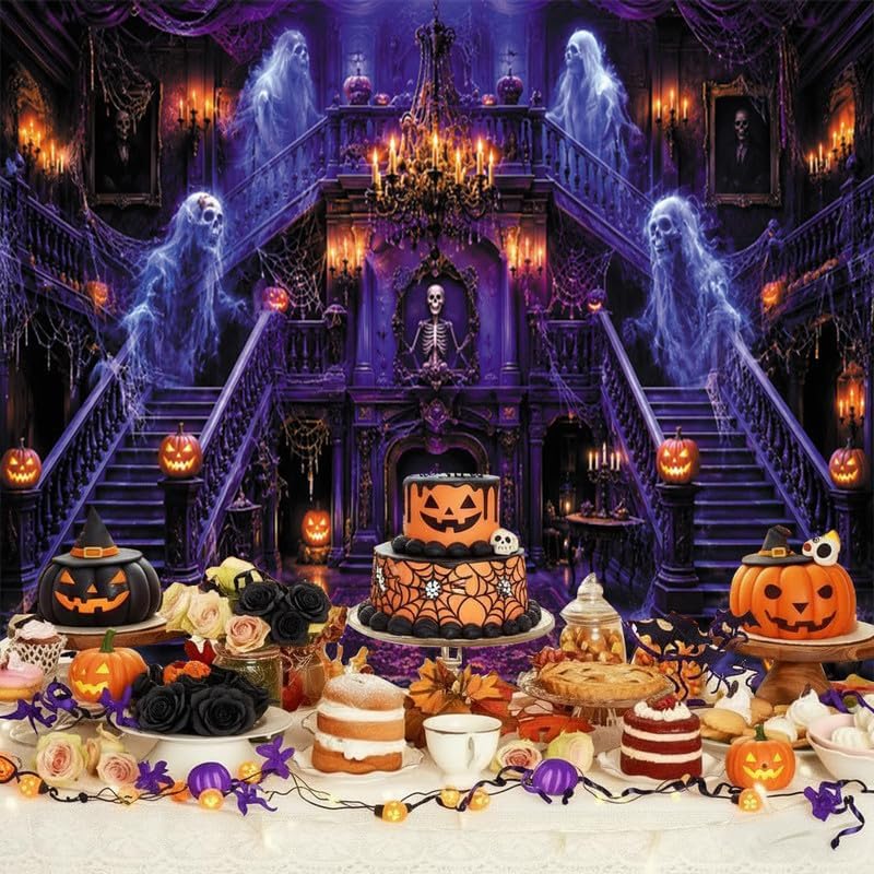 Leowefowa Halloween Spooky Medieval Castle Backdrop for Photography 10x8ft