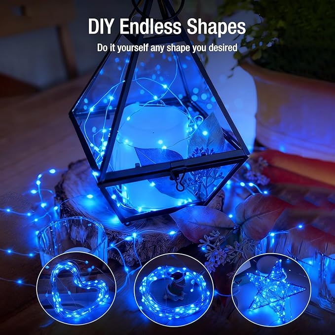 12 Pack Fairy Lights Battery Operated - 7ft 20 Led Twinkle Lights 3 Modes, Bulk Mini String Lights Waterproof for Mason Jars Vases DIY Party Wedding Decoration Christmas -Blue