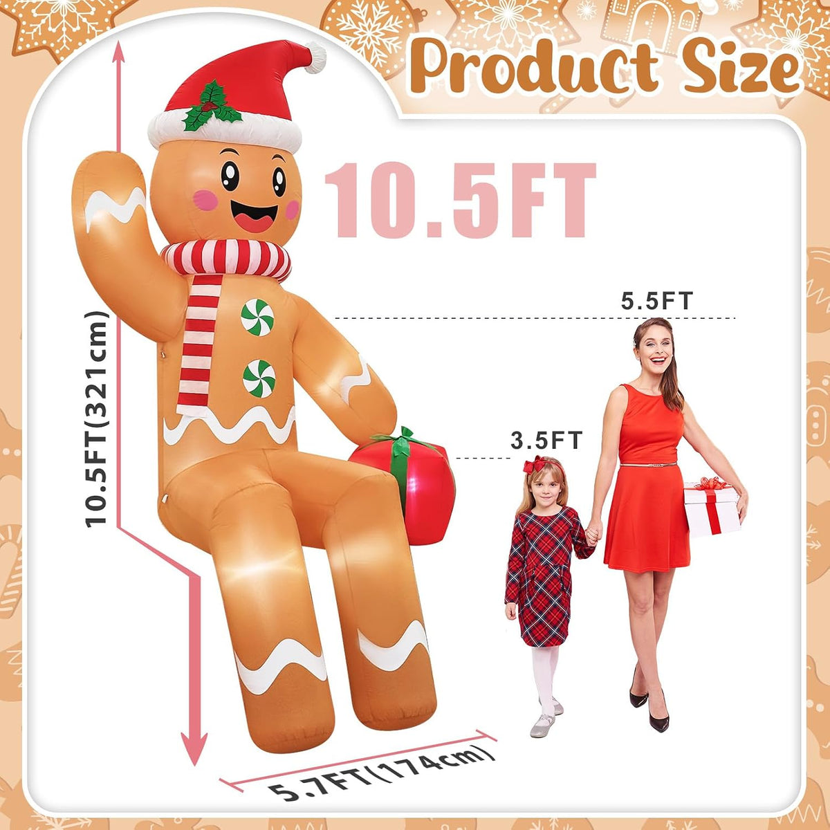 10ft giant christmas inflatables outdoor decorations sitting gingerbread shown in use
