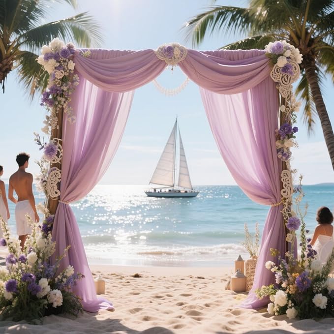 VOK Wedding Arch Draping Fabric Chiffon Fabric, 29in x 18Ft Sheer Chiffon Outdoor Curtain for Wedding Ceremony Birthday Party Decoration (Dusty Rose,1 Panel)