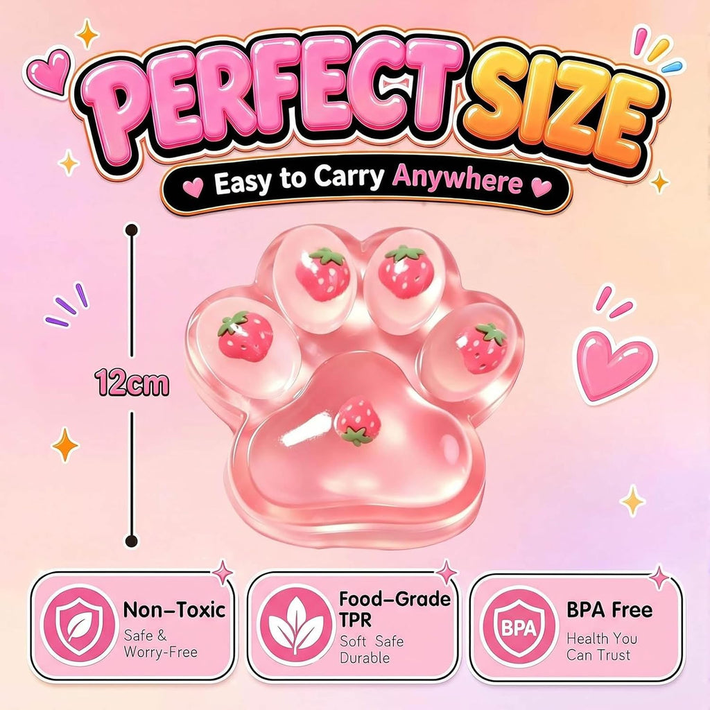 Giant Jumbo Strawberry Paw Squishy Toys ( 5 Inches )- Large Stress Relief Squeze Taba Fidget Toys Kit, Birthday Office for Girls Boys Kids Adults