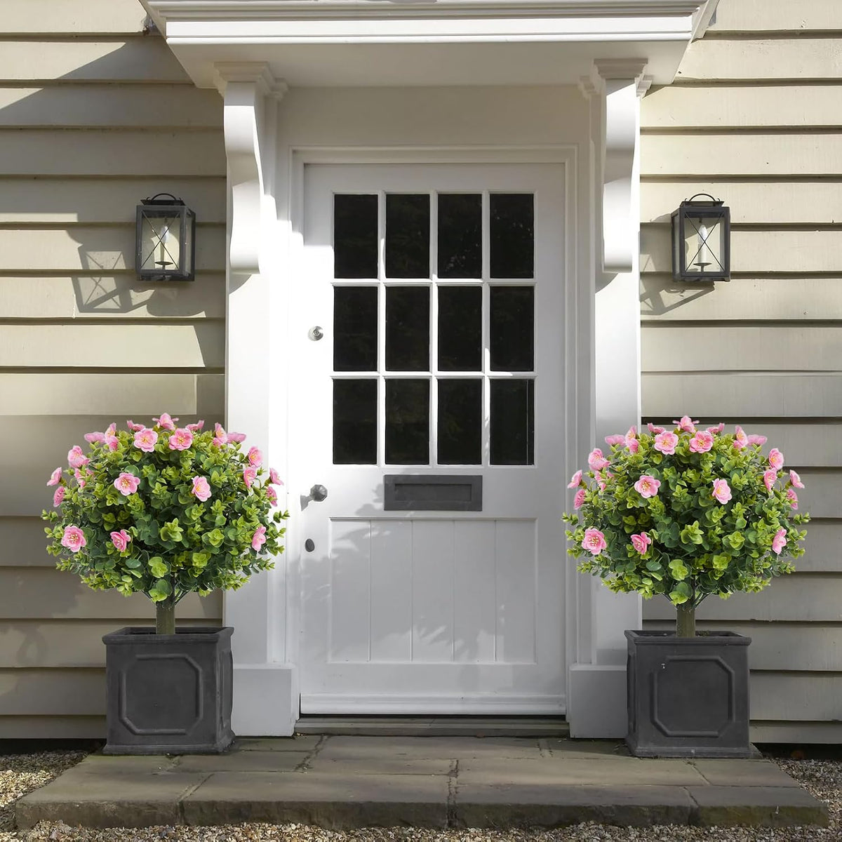 mgwill 20" artificial camellia topiary ball tree with shown in use