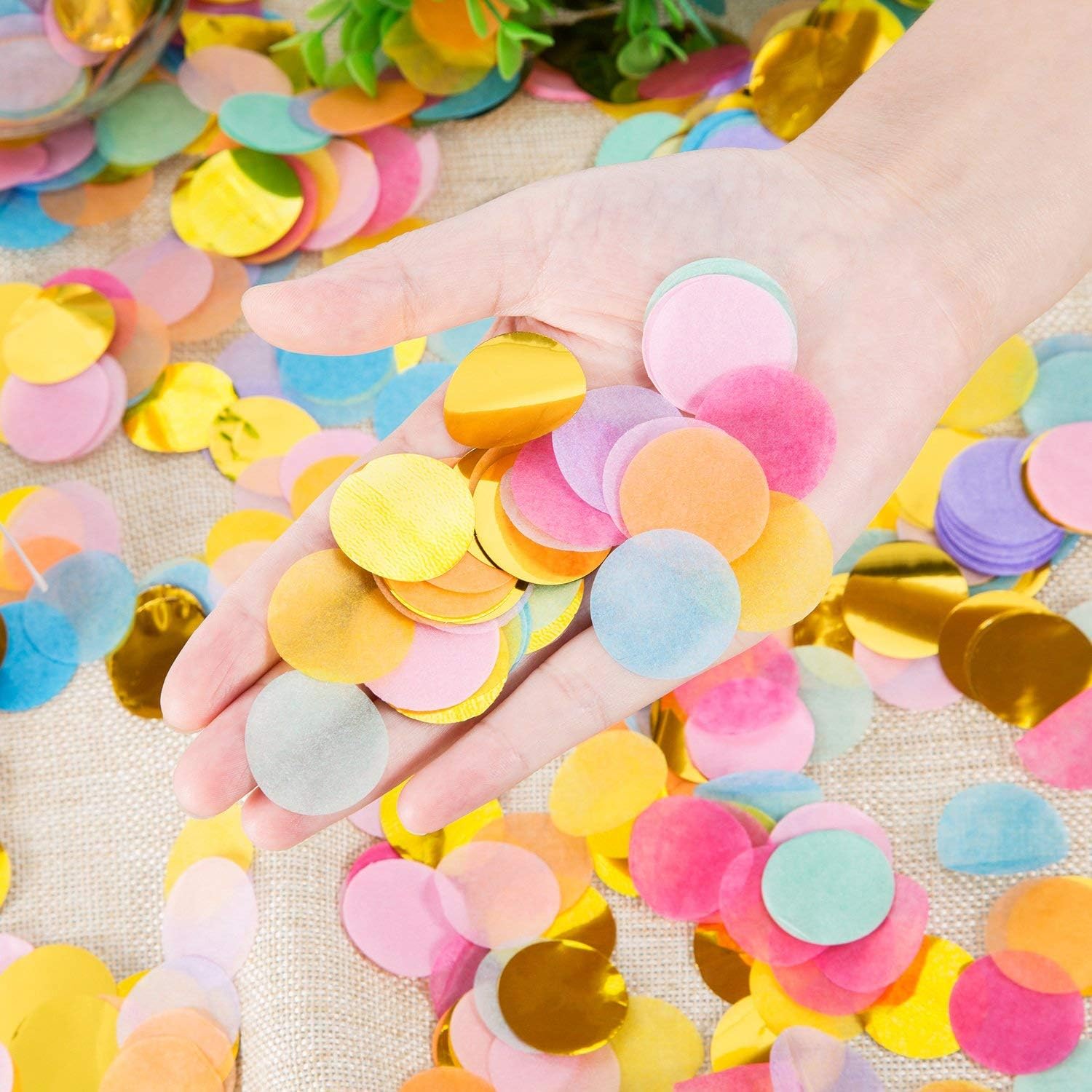 Outus 1 Inch Multicolor Round Tissue Confetti (3.5 oz)