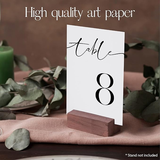 26 Pieces Table Numbers for Wedding Reception, Table Number 1-25 with Head Table Card, Double Sided Contemporary Table Number Design, 4x6" Wedding Table Numbers, Matte Lamination Table Number Cards