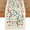 Artoid Mode Floral Leaves Christmas Table Runner, Wild Flowers and Grasses Winter Kitchen Dining Table Decoration for Home Party Decor 13x48 Inch
