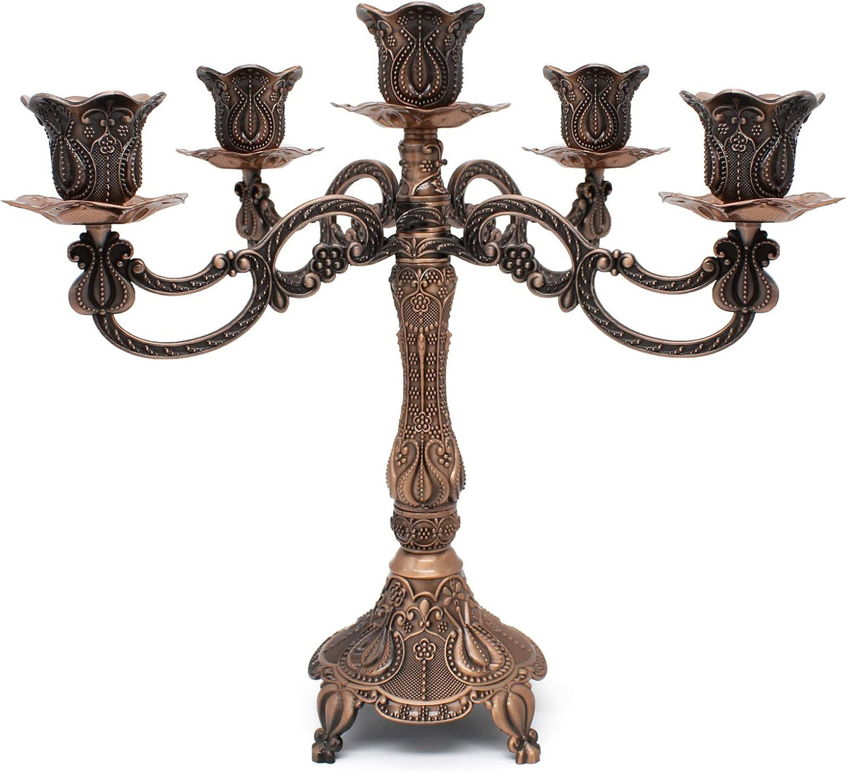 Metal Candelabra 5-Candle 10.1 Inch Tall Candle Holder Stick for Home Wedding...