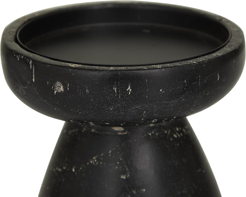 Deco 79 Wood Decorative Candle Holder Candle Stand, Set of 3 Candlestick Holder 6", 5", 4"H, Black
