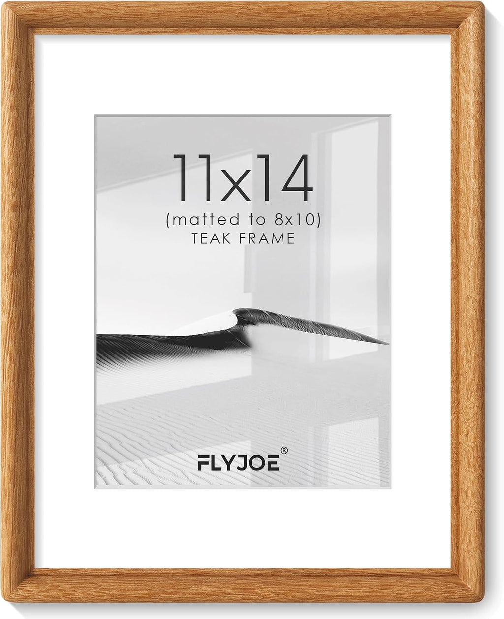 flyjoe 11x14 picture frame, solid teak wood frame shown in use