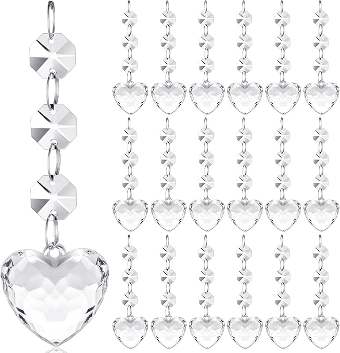 Nuenen 100 Pcs Hanging Crystals for Centerpieces Acrylic Chandelier Garland Beads Strands Prism Decorations Clear Teardrop Chandelier Crystals Pendant Wedding Home Garden Outdoor Ornaments(Heart)