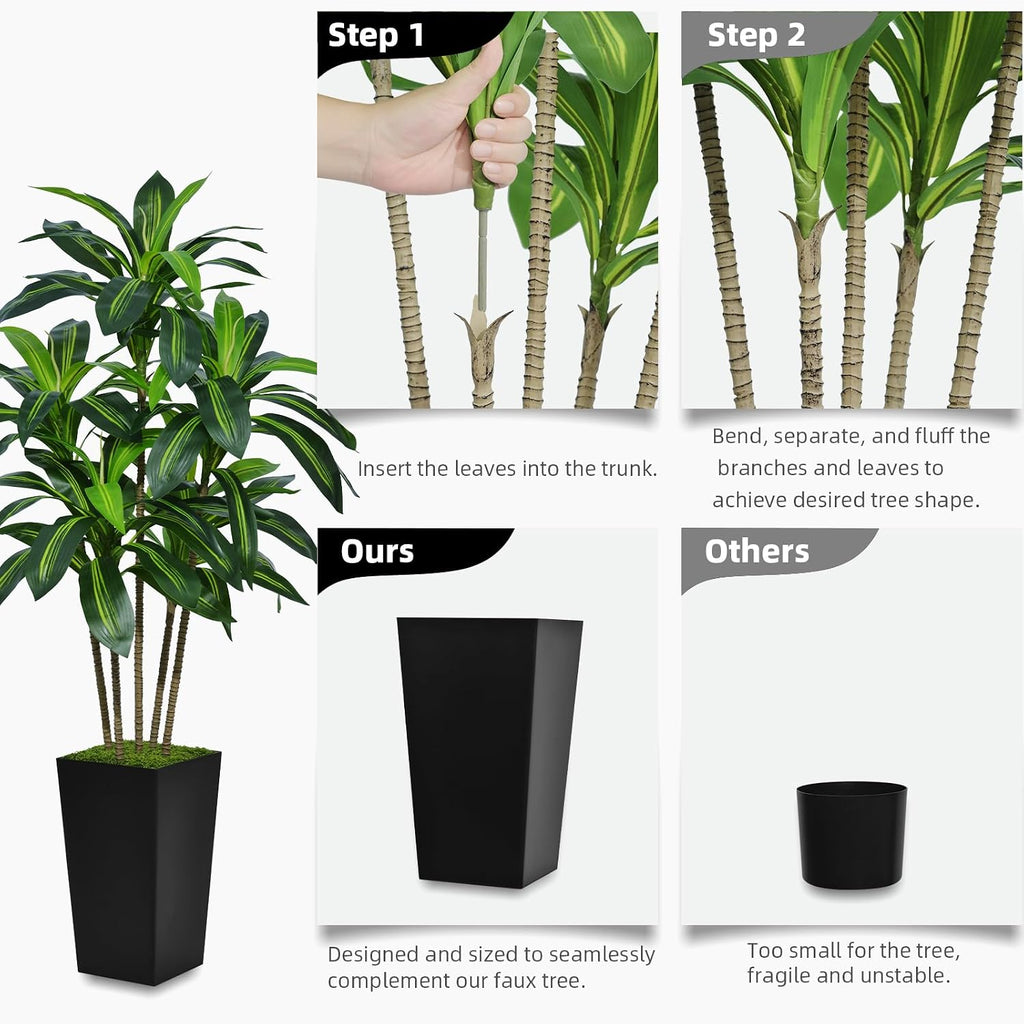 astidy artificial dracaena tree 5ft - faux tree showing dimensions