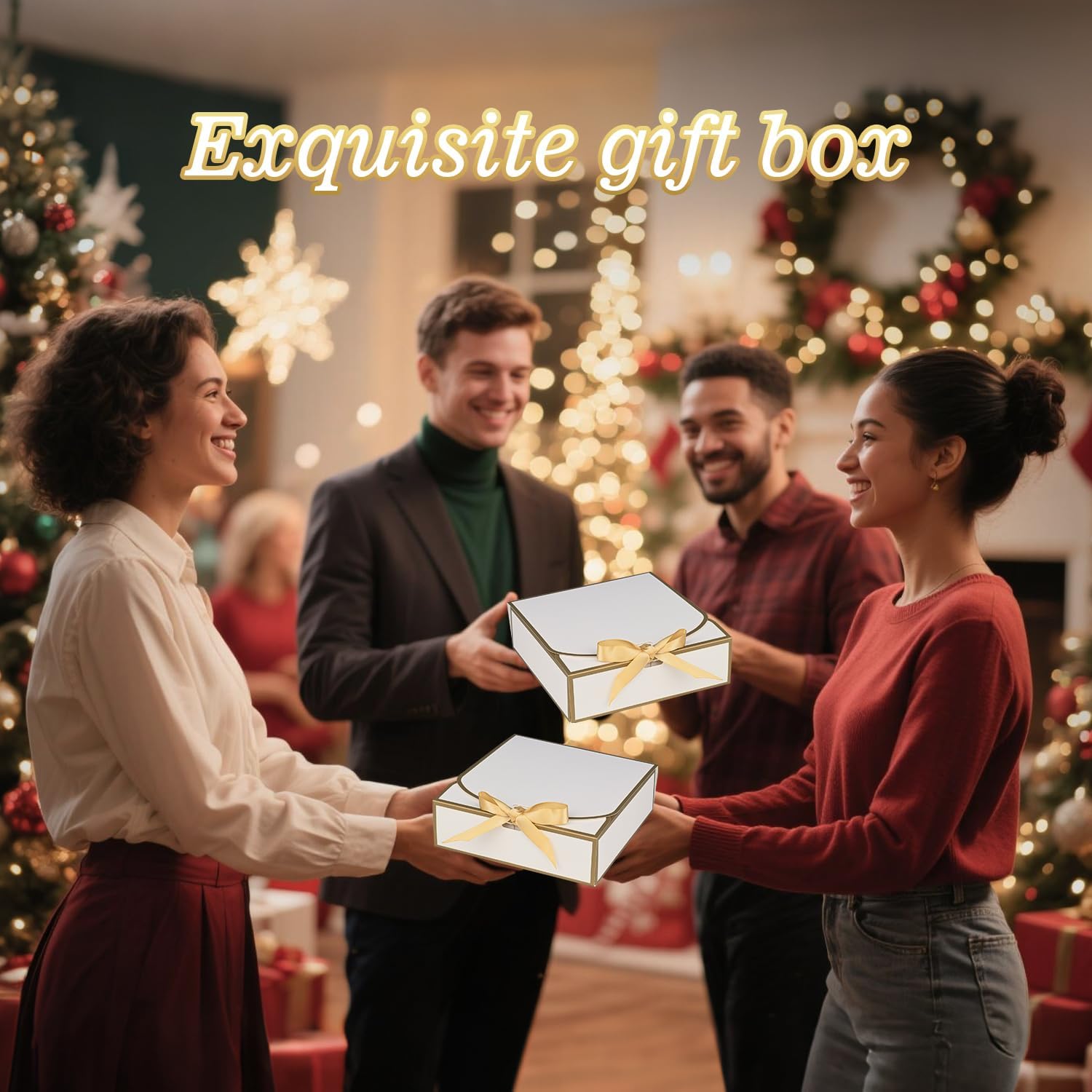WLUSEAXI 10Pack Small Gift Boxes, 6.5''x6.5''x2'' White Gift Boxes with Ribbon, Small Boxes for Gifts Birthday Wedding Party Valentine's Day Mother's Day