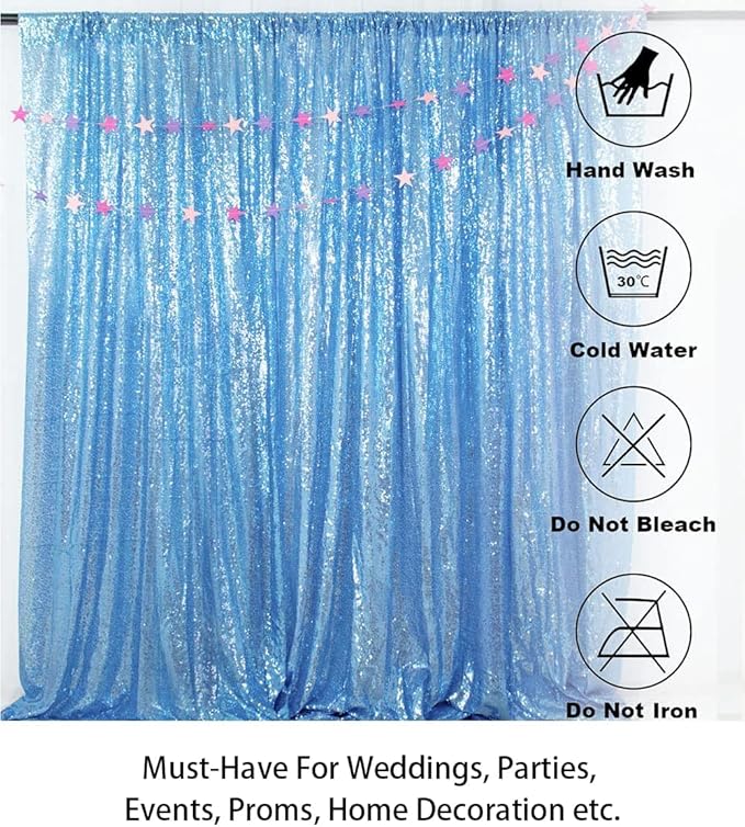 ShiDianYi Sequin Backdrop Baby Blue Sequin Photo Backdrop 4FT X 6FT Wedding Photo Booth Backdrop Shimmer Photography Background Ceremony Background