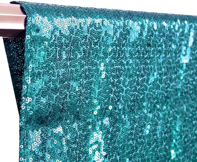 Poise3EHome 8Ft x 10Ft Teal Sequin Backdrop, Glitter Thick Satin Sequin Background Drapes,Sequence Xmas Thanksgiving Backdrop for Wedding Party Holiday Festival Decor