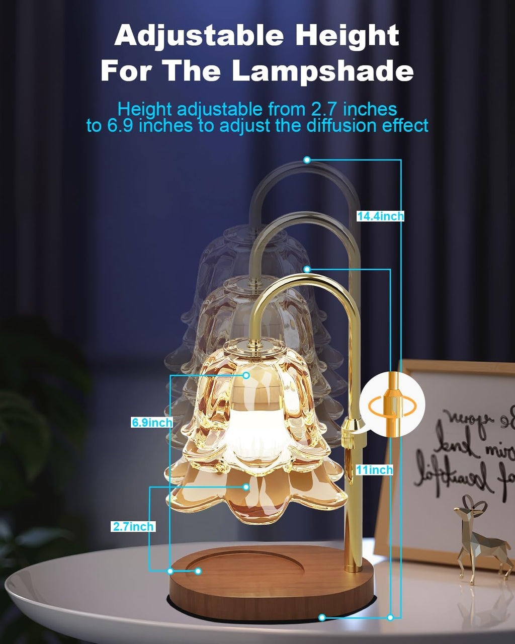 Candle Warmer Lamp with Timer, Upgraded Dimmable Wax Melts Warmer for Jar Candles, Height Adjustable Candle Lamp, Birthday Gifts for Women Mom, House Warming Gifts New Home Decor
