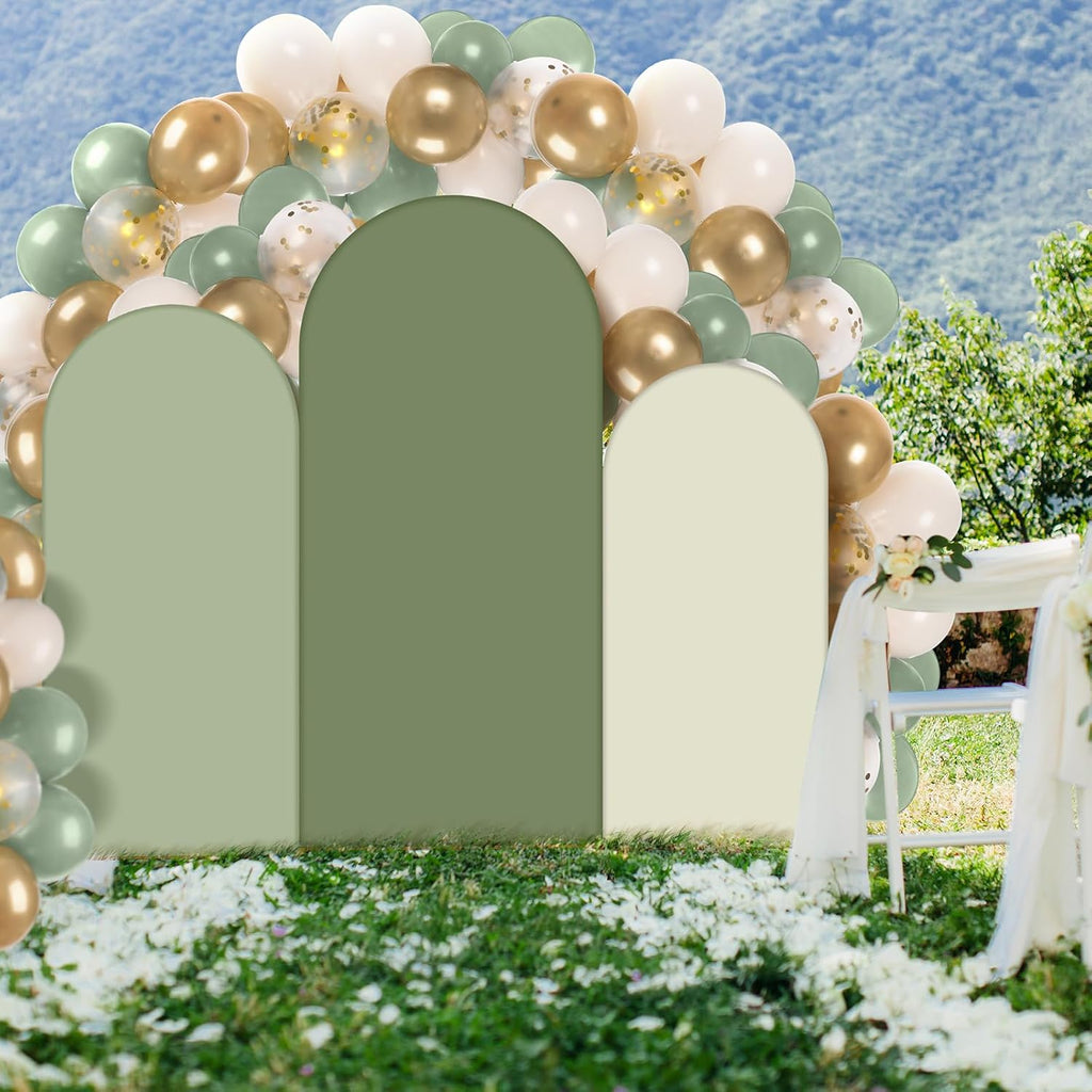 foilswirl 34 pcs sage green arch cover and shown in use