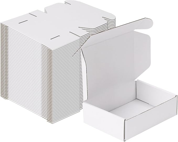 MEBRUDY 7x5x2 Inches Shipping Boxes Pack of 50, Small Corrugated Cardboard Box for Mailing Mailer Packing, White