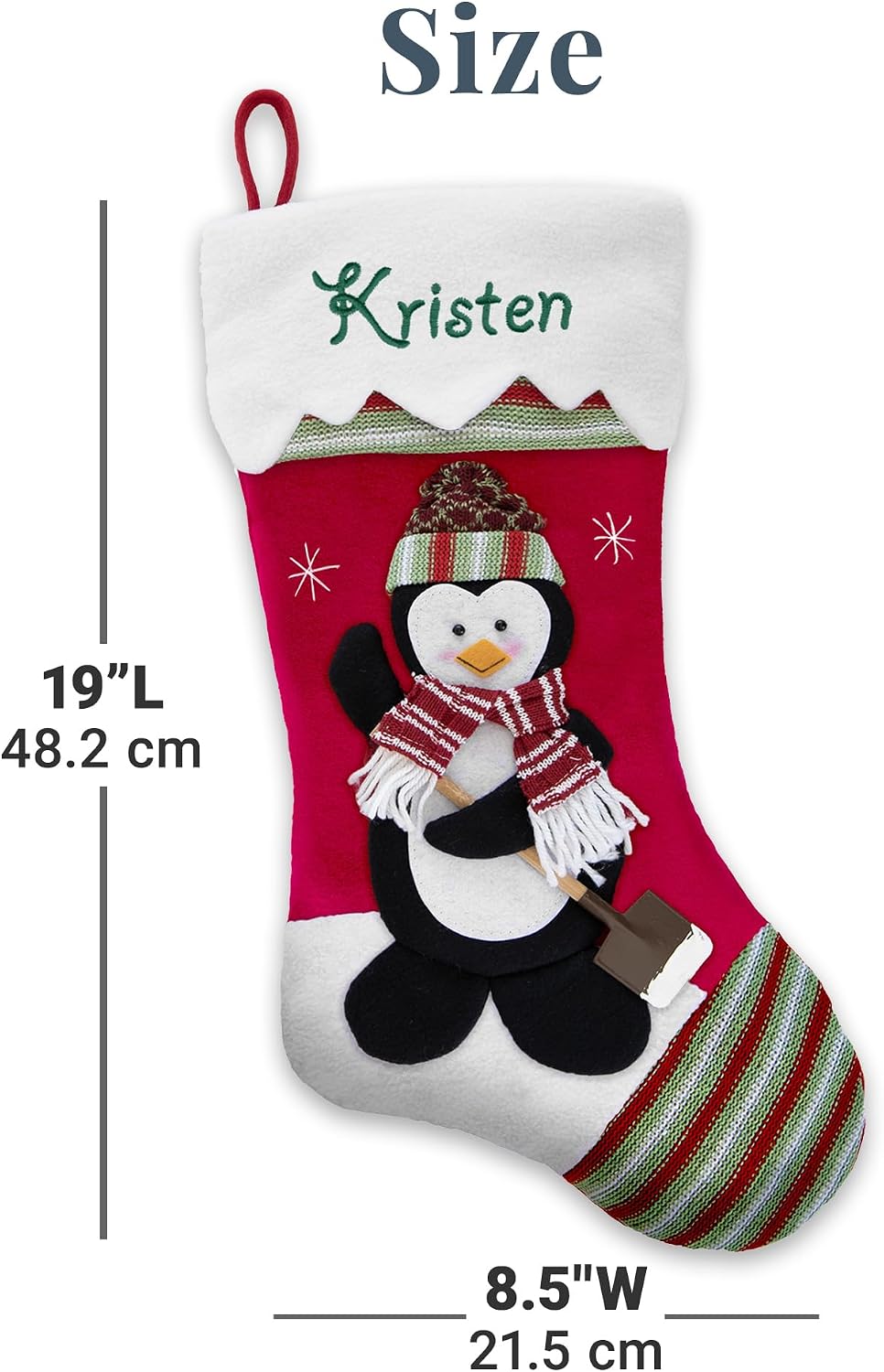 Let's Make Memories Personalized Christmas Stocking for Cat - Snow Cap - 3D Plush Character - Embroidered Name - Christmas Decor - Holiday Décor - Customized Stockings for Family - Dog