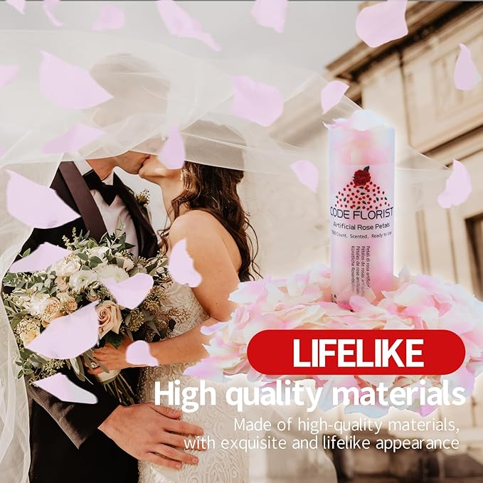 CODE FLORIST 1100 PCS Silk Rose Petals for Valentine's Day,Fake Rose Petals for Romantic Night,Wedding,Proposal Anniversary Flower Decorations(Separated,Scented,Champagne Pink)