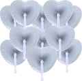 12 Packs Decorative Paper Folding Hand Fans Handheld,Silver Heart Foldable Wedding Fans Chinese and Japanese Fans Bulk for Bridal Guest Church Party Favors Dancing Birthday DIY