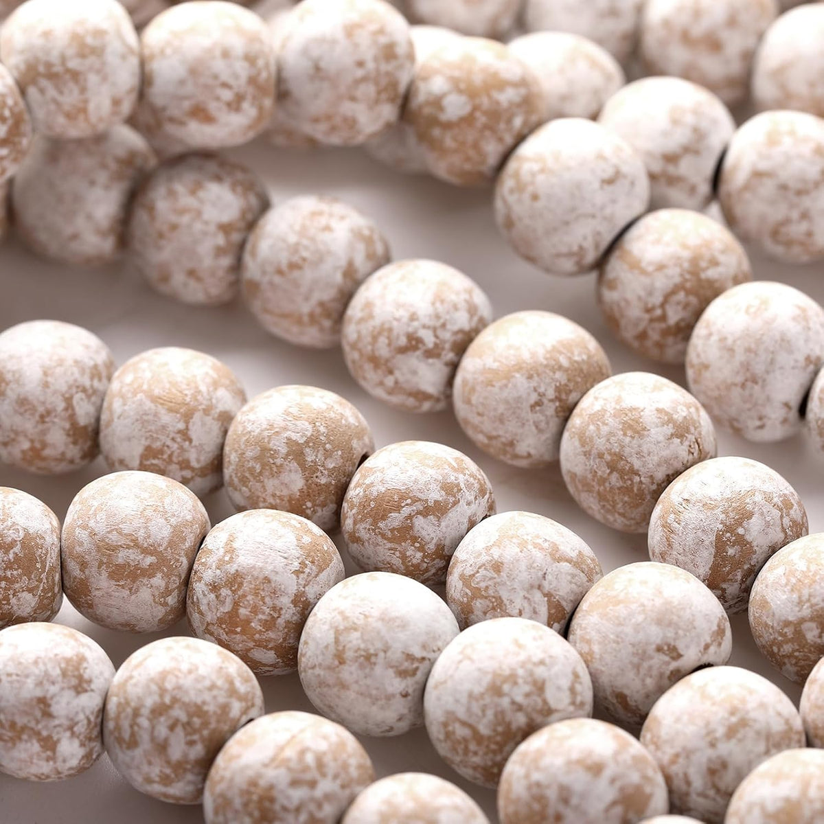 fairysandy 39.3 ft frosted wooden bead garland christmas, main product view
