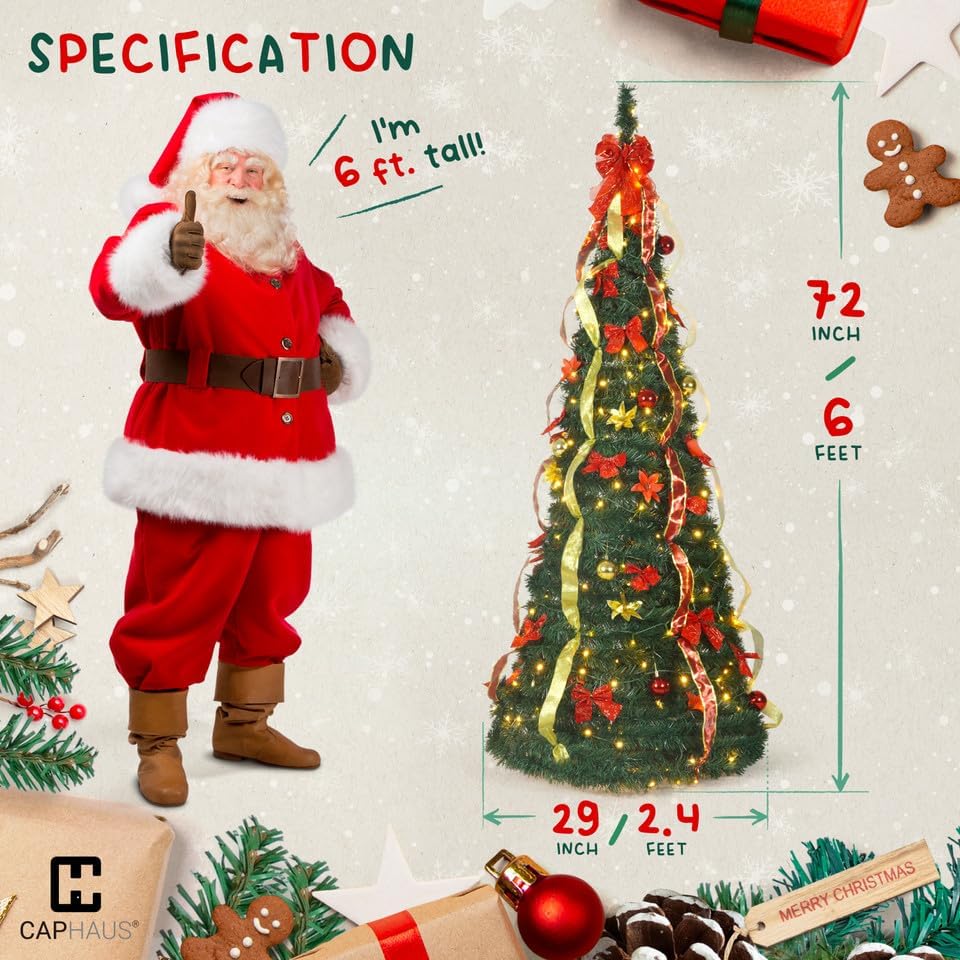caphaus 6ft pop up christmas tree with 300 shown in use
