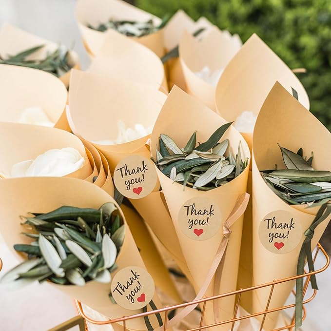 PATIKIL Dried Flower Confetti Cones, 30Pcs Paper Tapers Cone Holder with Dried Rose Petal / Sticker for Wedding Party Engagement Birthday DIY Decoration, Purple
