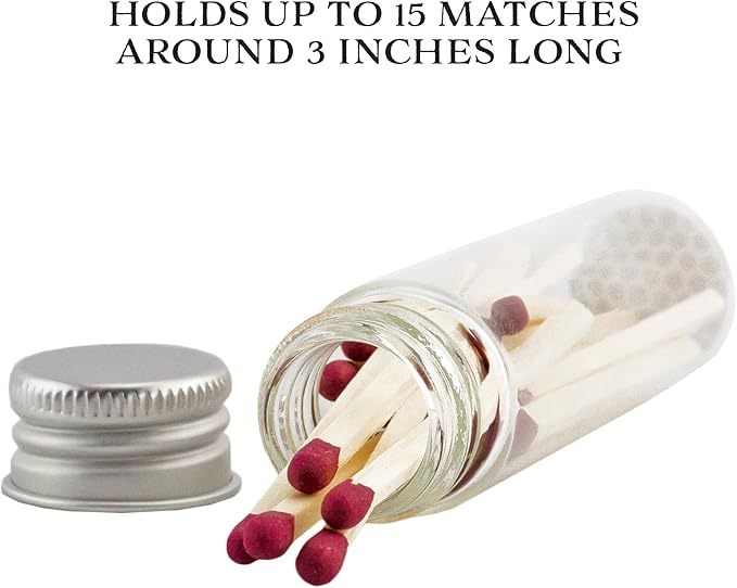 Darware Party Favor Matches Jars (24-Pack): Empty Glass Vials with Strike Stickers for Wedding Favors and DIY Gifts