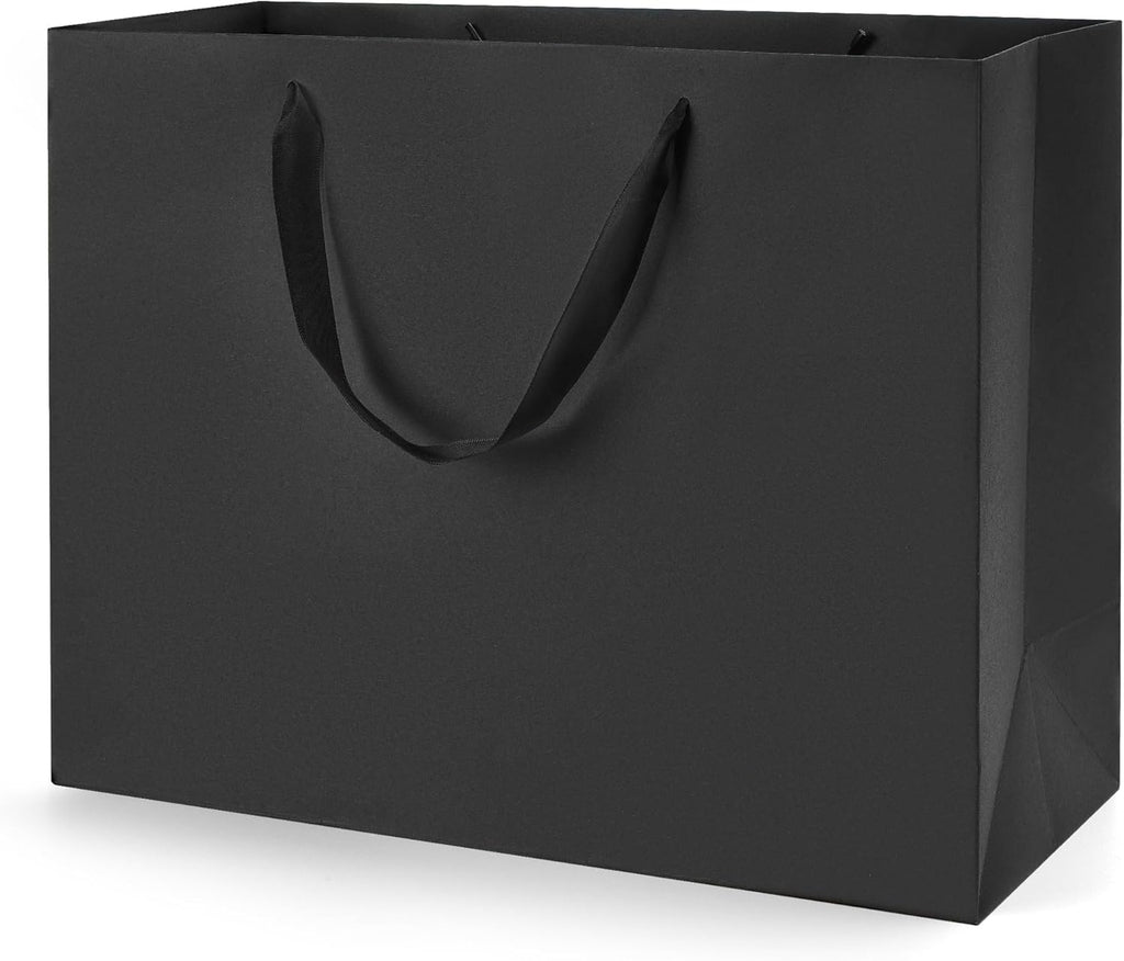 MOXARYSU Extra Large Black Gift Bags: 16x6x12 Inch 3pcs Black Paper Bags With Handles Bulk For Party Shopping Birthday Wedding (XL-3)