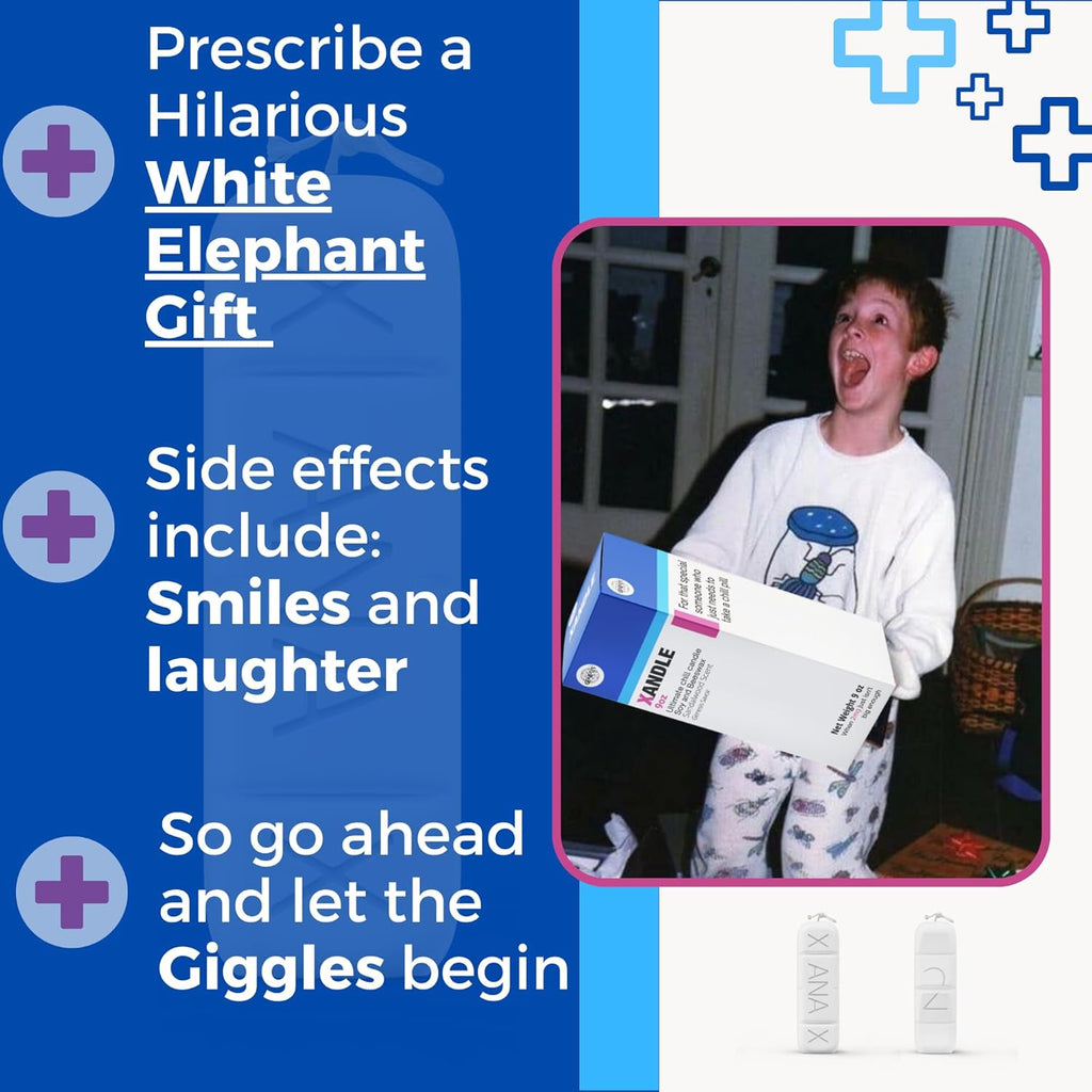 Xanax Candle with Gift Box - XANDLE - Cool Candles - White Elephant Gifts - Funny Candles - Novelty Candles - Funny Nurse Gifts - Eccentric Decor - Weird Decor - Gag Gift Candle